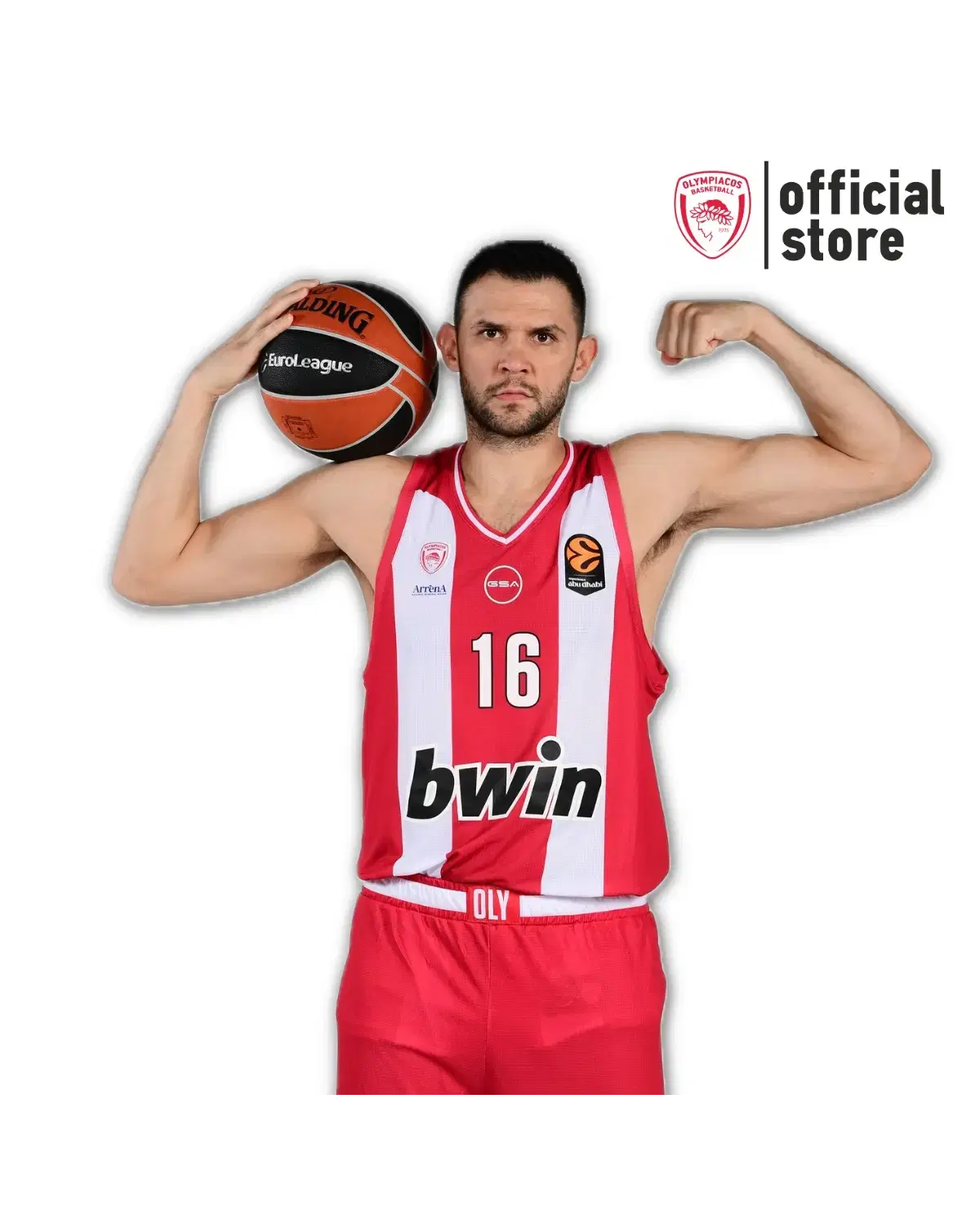 Olympiacos BC 2025-2026 Home Striped Jersey – GSA The Legacy Continues @F4ATHENS2026 (Copy)