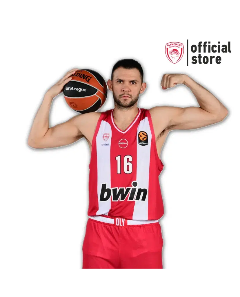 Olympiacos BC 2025-2026 Home Striped Jersey – GSA The Legacy Continues @F4ATHENS2026 (Copy)